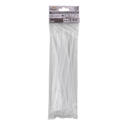 Sťahovacie pásky plastové 4,8x250 mm, biele, 50 ks Sťahovacie pásky plastové 4,8x250 mm, biele, 50 ks