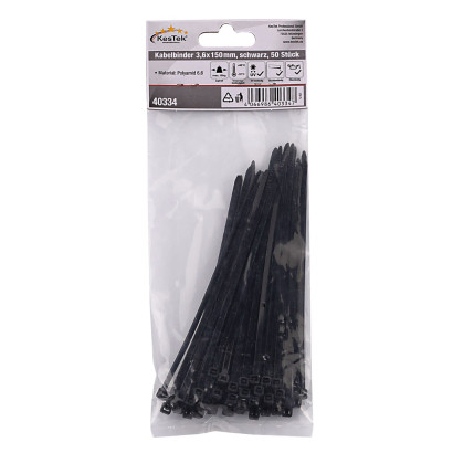 Sťahovacie pásky plastové 3,6x150 mm, čierne, 50 ks Sťahovacie pásky plastové 3,6x150 mm, čierne, 50 ks