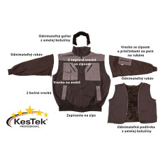 Celoročná pracovná bunda 4v1, čierna/antracit, L