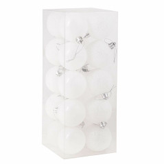 Vianočné banky perleťovo biele mix - 8cm, sada 20ks