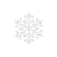 Vianočné ozdoby - Snehové vločky s trblietkami 10cm, biele, sada 12ks