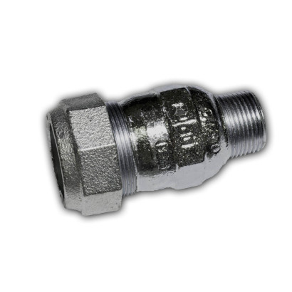 Liatinová svorná spojka 1/2" AG x 21,3 mm, typ A pre oceľové rúry