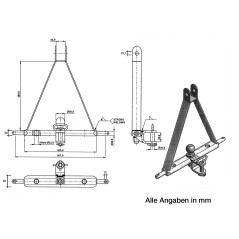 DEMA Ťažná lišta s guľou pre trojbodový záves na traktor 54 cm Kat. 1