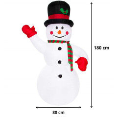 LED nafukovací Snehuliak 180 cm, IP44, studená biela