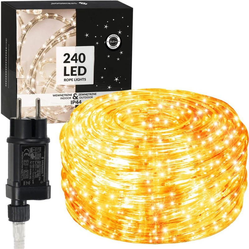 LED svetelná hadica - 10m, 240LED, 8 funkcií, pamäť, IP44, teplá biela