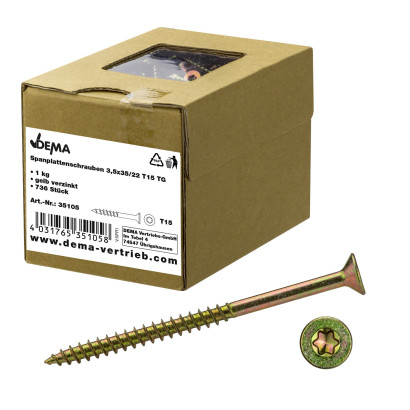 DEMA Skrutky do drevotriesky čiastočný závit 3,5x35/22 T15, 1 kg
