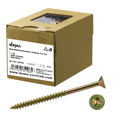 DEMA Skrutky do drevotriesky čiastočný závit 4x40/24 T15, 1 kg