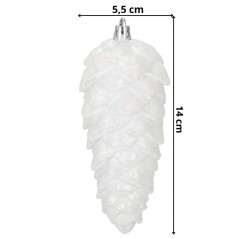 Šišky 14cm biele sada 6ks, vianočné ozdoby