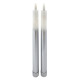 LED sviečky dlhé 2x25 cm, 2xAA, bielo-strieborné, 2 ks
