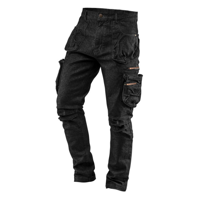 Pracovné nohavice s 5 vreckami DENIM čierne, veľkosť XXL