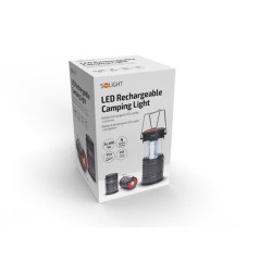 LED nabíjacie kempingové svietidlo s lucernou, 200 lm, sivé