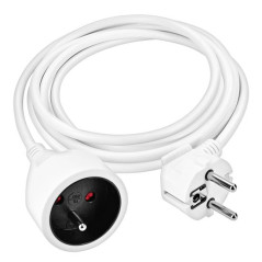 Predlžovací kábel s 1 zásuvkou, 3 m, biely