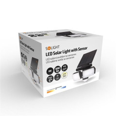 LED solárne svietidlo so senzorom, 8 W, 600 lm, Li-on, čierne