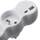 Rozbočovač 2x 10 A s USB A+C nabíjačkou, biely