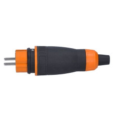 Zástrčka priama do vlhka IP44, čierna/oranžová