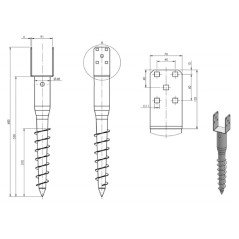 Kotviaci vrut na stĺpiky 90x685 mm