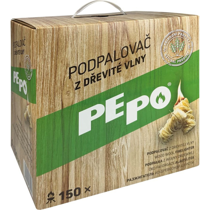 Podpaľovač PE-PO z drevitej vlny, 150 ks