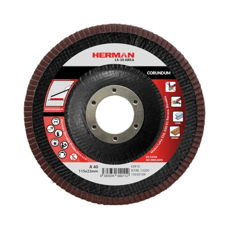 Lamelový kotúč na oceľ 115 mm/P40 LS-10 Area corundum