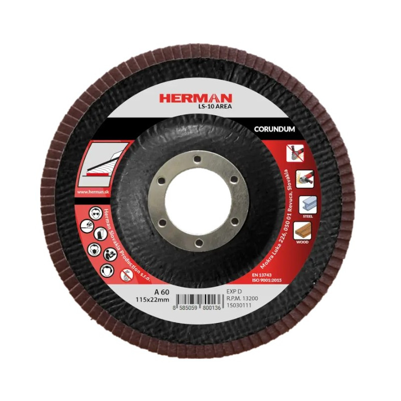 Lamelový kotúč na oceľ 115 mm/P60 LS-10 Area corundum
