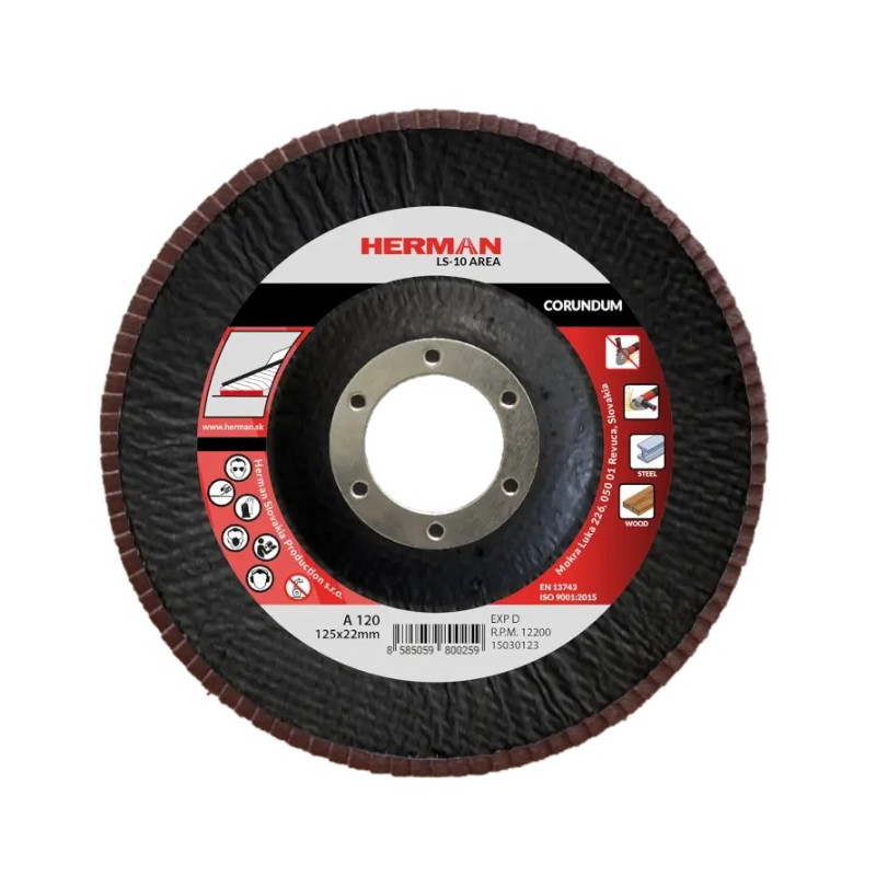 Lamelový kotúč na oceľ 125 mm/P120 LS-10 Area corundum