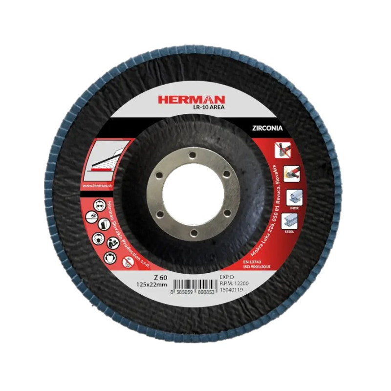 Lamelový kotúč na nerez 125 mm/P60 LR-10 Area zirconia