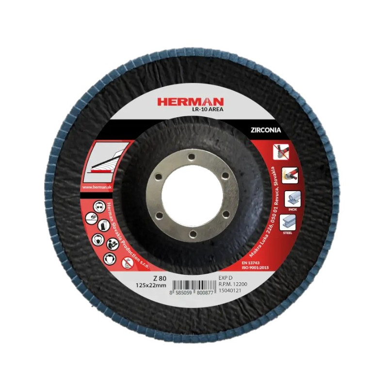 Lamelový kotúč na nerez 125 mm/P80 LR-10 Area zirconia
