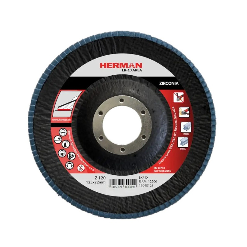 Lamelový kotúč na nerez 125 mm/P120 LR-10 Area zirconia