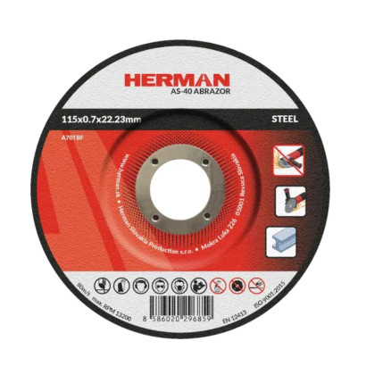 Rezný kotúč na oceľ 115x0,7x22,23 mm s prelisom AS-40 Abrazor