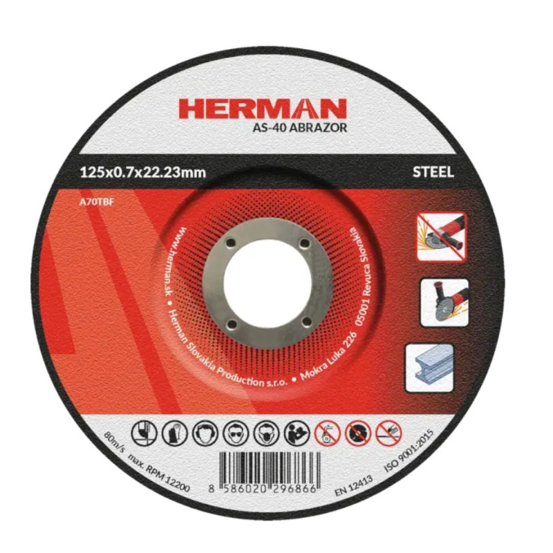 Rezný kotúč na oceľ 125x0,7x22,23 mm s prelisom AS-40 Abrazor