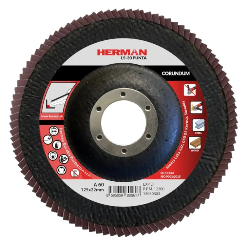 Lamelový kotúč na oceľ 125 mm/P60 LS-30 Punta corundum