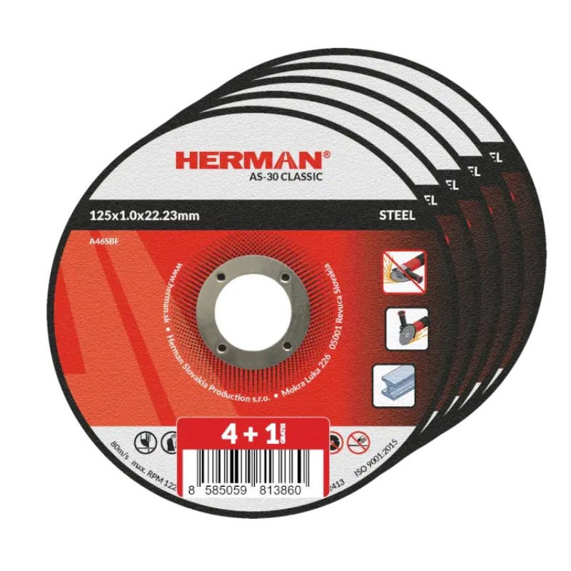 Rezný kotúč na oceľ 125x1,0x22,23 mm AS-30 Classic, 4+1 ks