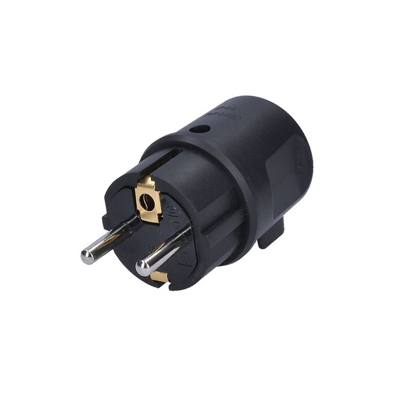 Zástrčka do vlhka P76A uhlová, IP44, čierna