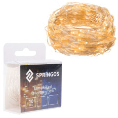 SPRINGOS LED reťaz Nano 1 m, 10 LED, 2x AA, teplá biela