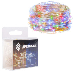 SPRINGOS LED reťaz Nano 1 m, 10 LED, 2x AA, multicolor