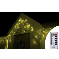 SPRINGOS LED kvaple 14,5 m, 300 LED, IP44, 8 svetelných módov s ovládačom, teplá biela