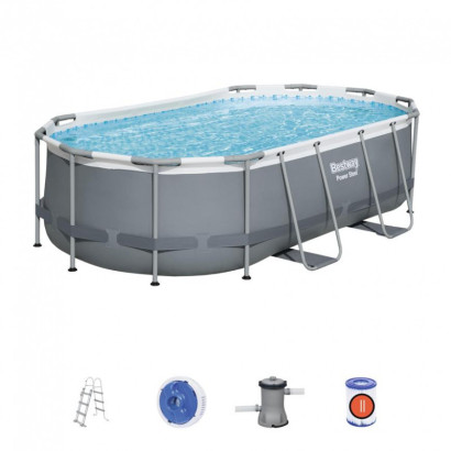 Bazén + filter, pumpa, rebrík, dávkovač, 427x250x100 cm Power Steel 56620