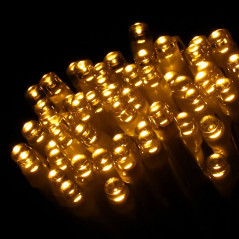 LED svetelná reťaz Mikro kryštálik 9 m, 120 LED, 3x AA, IP44, 8 svetelných módov, teplá biela