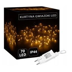 LED svetelný záves Hviezdy 2,1x0,8 m, 70 LED, IP44, teplá biela