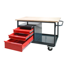DEMA Dielenský pracovný stôl na kolieskach so zásuvkami EKO 2 24901, antracit/červená