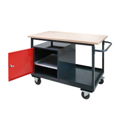 Dielenský pracovný stôl na kolieskach so skrinkou EKO 1 24900, antracit/červená