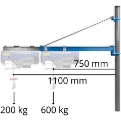 Otočné rameno pre lanový navijak 1200 100-600 kg