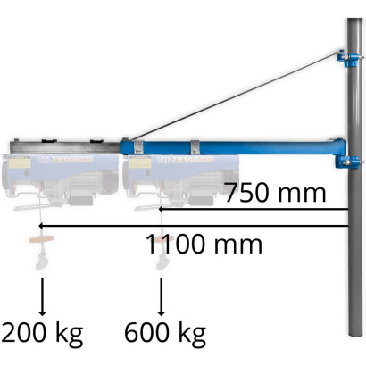 Otočné rameno pre lanový navijak 1200 100-600 kg