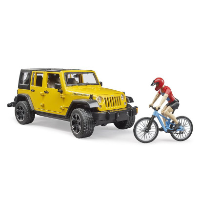 Terénne auto Jeep Wrangler Rubicon Unlimited s cyklistom a horským bicyklom 1:16 02543