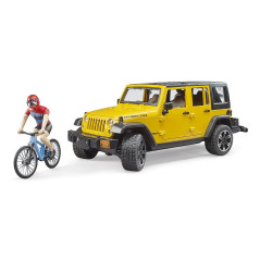 Terénne auto Jeep Wrangler Rubicon Unlimited s cyklistom a horským bicyklom 1:16 02543