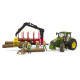 Traktor John Deere 7R350 s prívesom na drevo a 4 kmeňmi / 03154