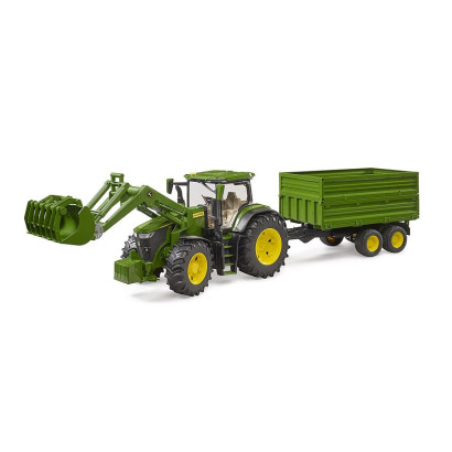 BRUDER Traktor John Deere 7R350 s predným nakladačom a tandemovým prívesom / 03155