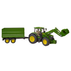 BRUDER Traktor John Deere 7R350 s predným nakladačom a tandemovým prívesom / 03155