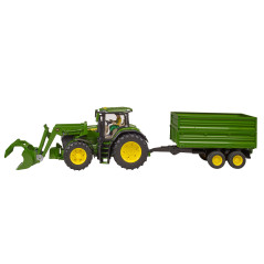 BRUDER Traktor John Deere 7R350 s predným nakladačom a tandemovým prívesom / 03155