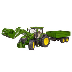 BRUDER Traktor John Deere 7R350 s predným nakladačom a tandemovým prívesom / 03155