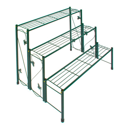 Schody na kvety 3 police 78x55x65 cm Antik, tmavozelené